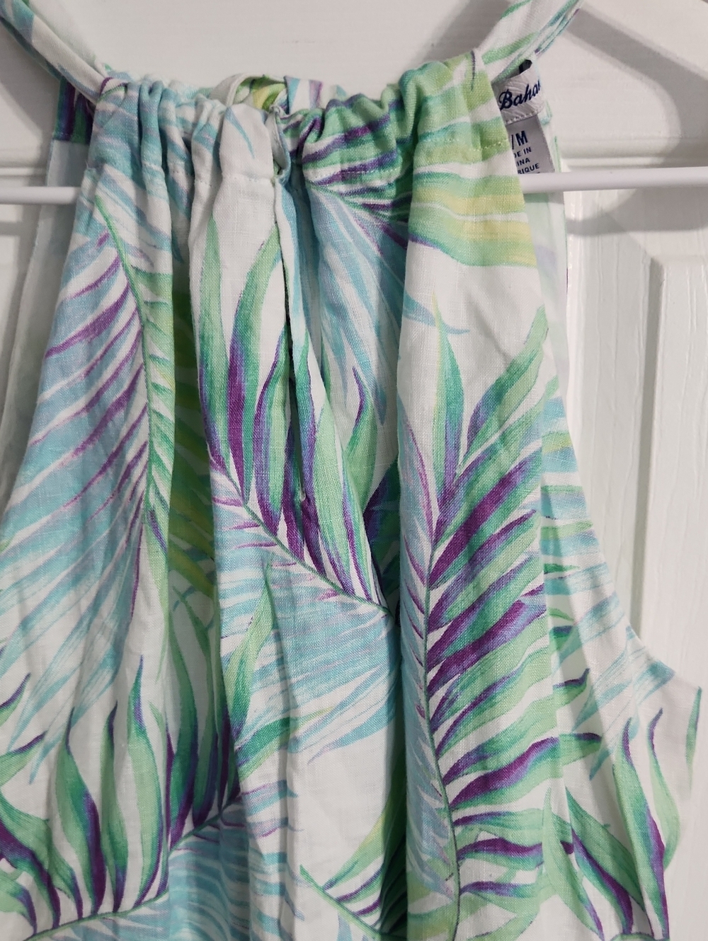 NWOT. Tommy Bahama Leinani Leaves Linen Halter Dress Sz. M Beach Vacation - Picture 5 of 13